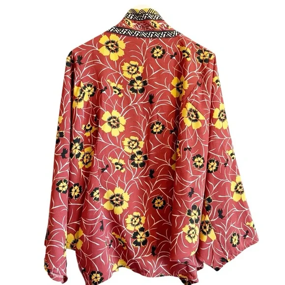 Free People Kona Print Kimono Jacket Floral Boho Lightweight Layering Piece - Picture 3 of 8
